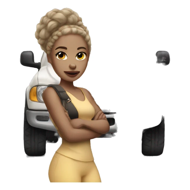light-skinned beauty with vehicle sticker