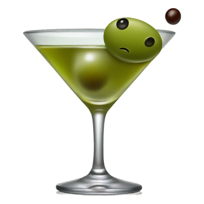 Dirty martini with an olive sticker
