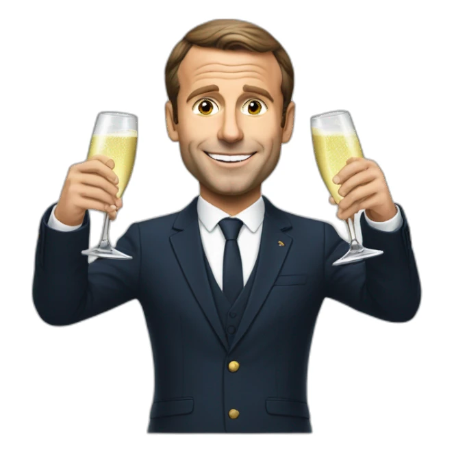 Macron buvant une coupe de champagne sticker