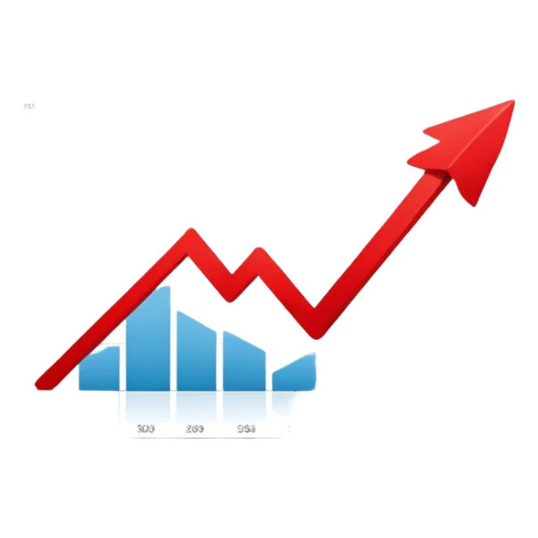 chart with a down going red arrow sticker