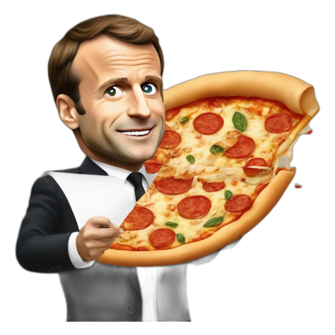 Emmanuel Macron qui mange une pizza sticker