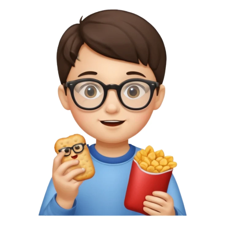 snack holding kid with glasses sticker