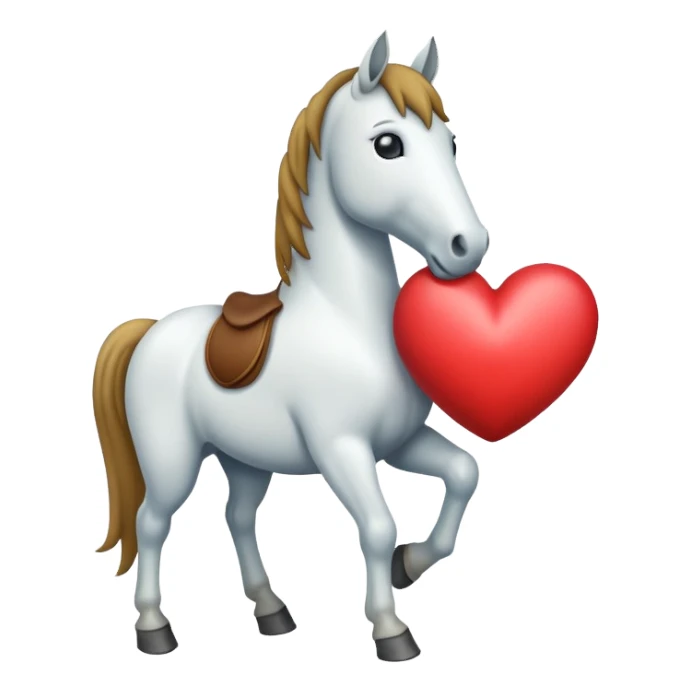 make a horse holding up a heart  sticker