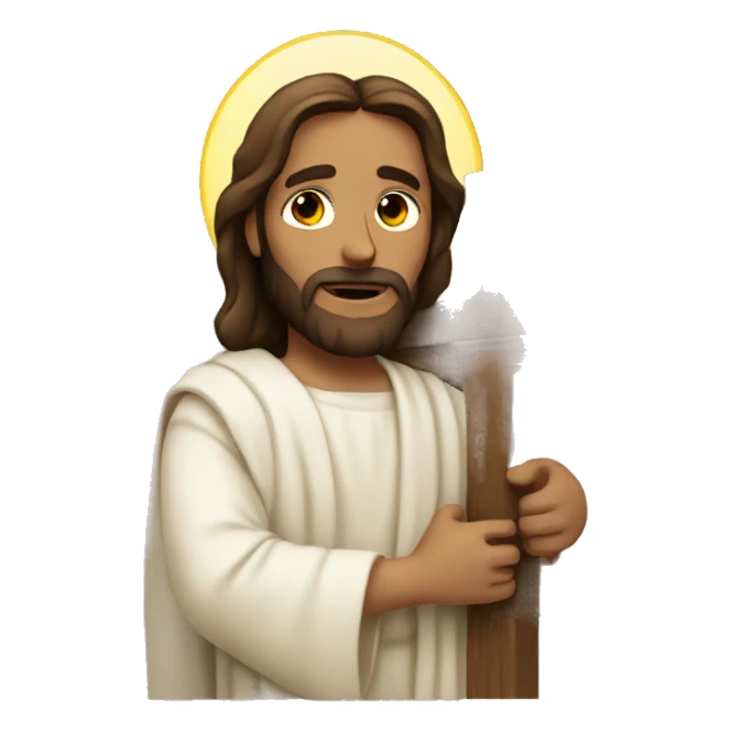 Jesus holding a cross sticker