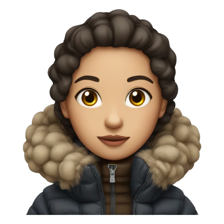cute brunette in an oversized puffer coat sticker