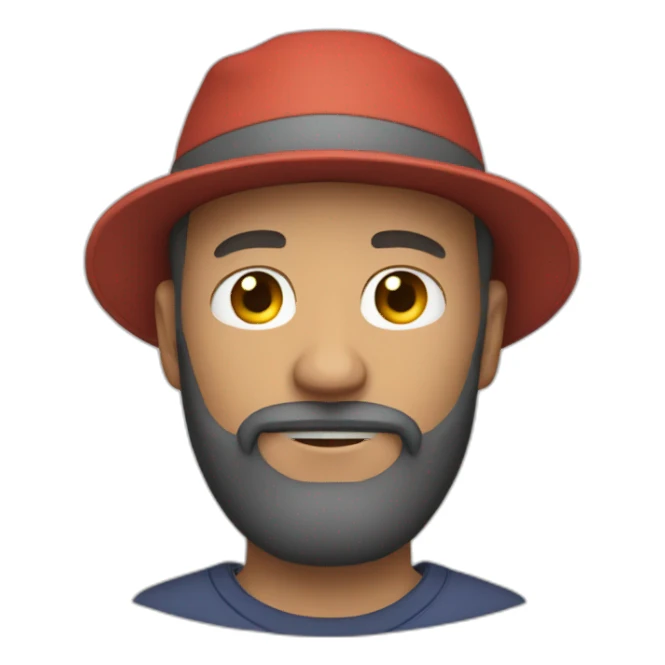 red haired man with beard and bucket hat hugging sticker