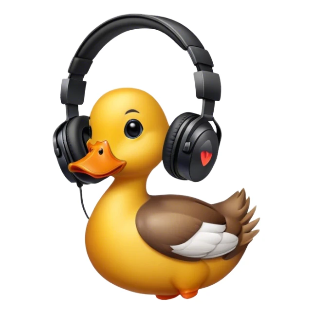 Duck with gaming headphones sticker