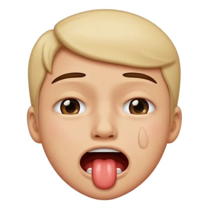 He bites his lips and cries.  sticker