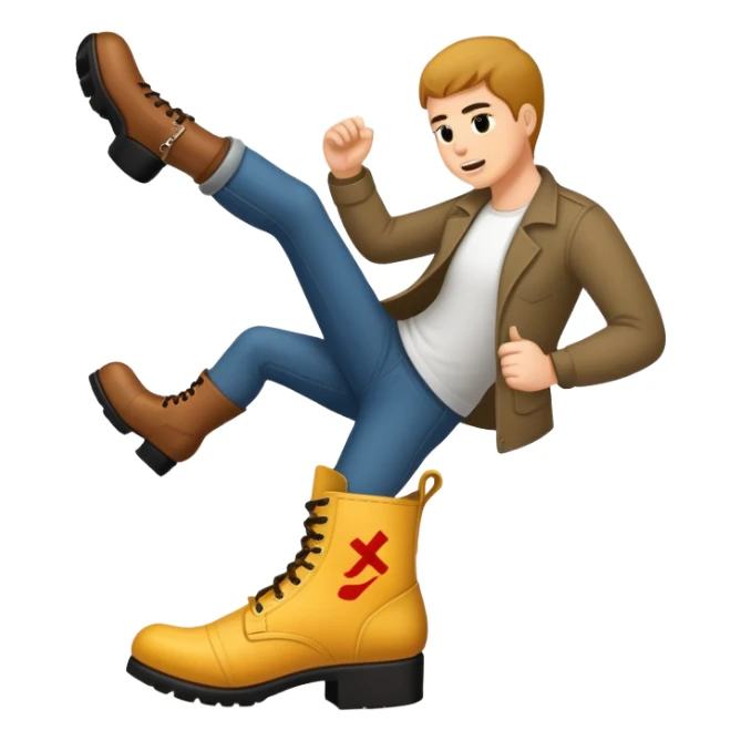 Boot kicking with a text "Get 2 Fuck" sticker