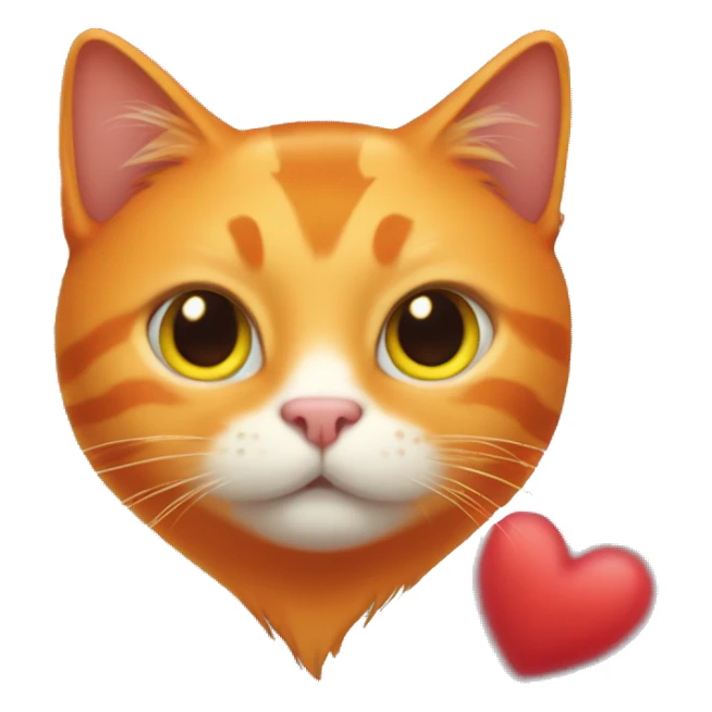 orange cat having heart sticker