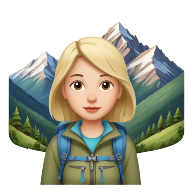 girl back packing mountains background  sticker