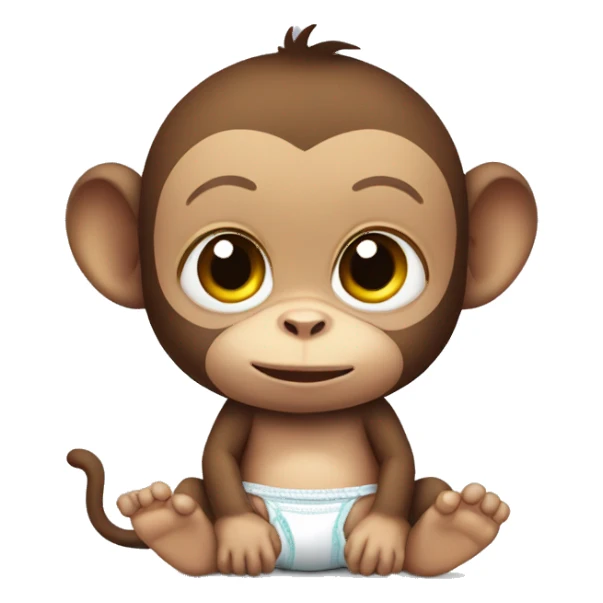 Baby monkey wearing diaper sticker