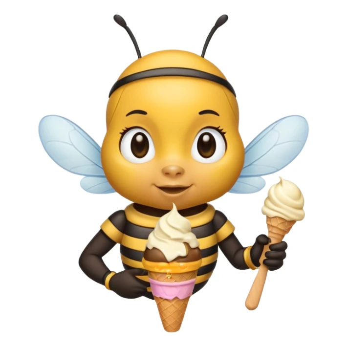 honeybee with ice cream in hand sticker