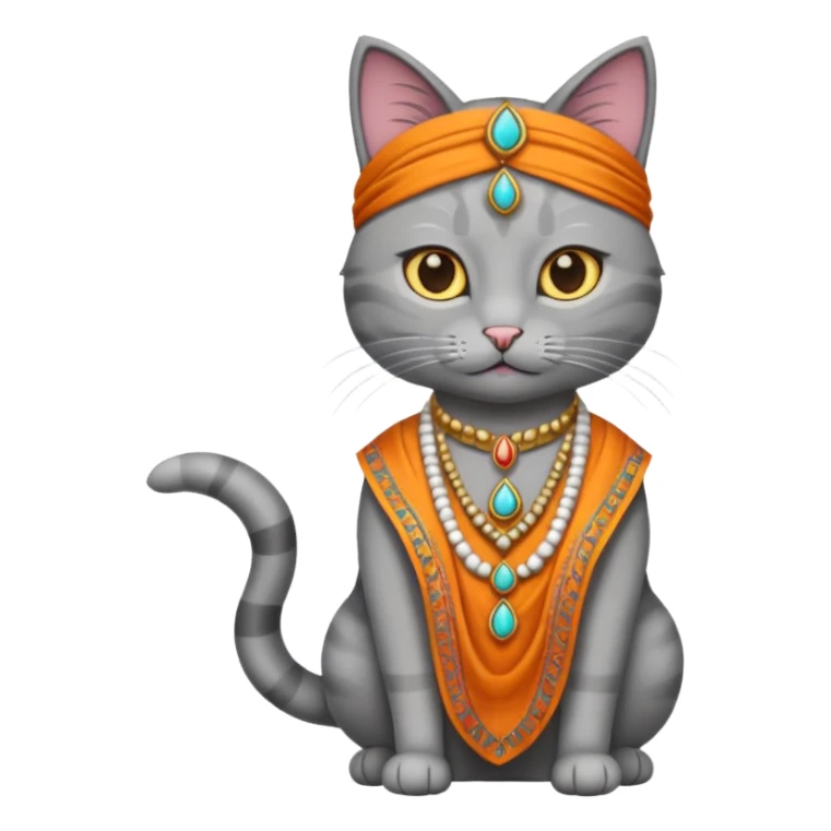 grey cat wearing indian clothes sticker
