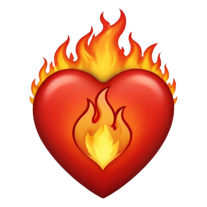 Black and red heart on fire sticker