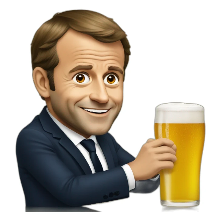 emmanuel macron drink beer sticker