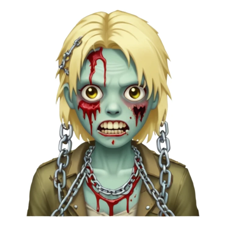 Zombie com dente de ouro e cabelo loiro com correntes sticker