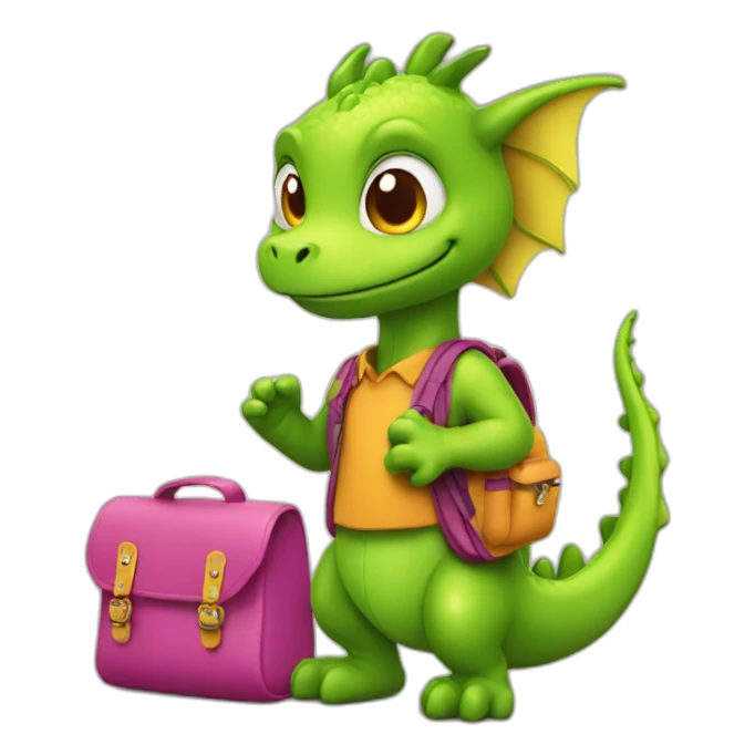 little dragon with school bag 2 sticker