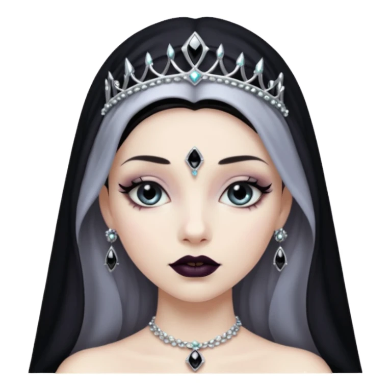 Night Princess – black veil + silver gem,Shadow Princesses. sticker