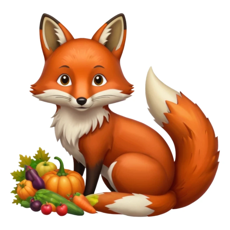 thanksgiving cornucopia and fox sticker
