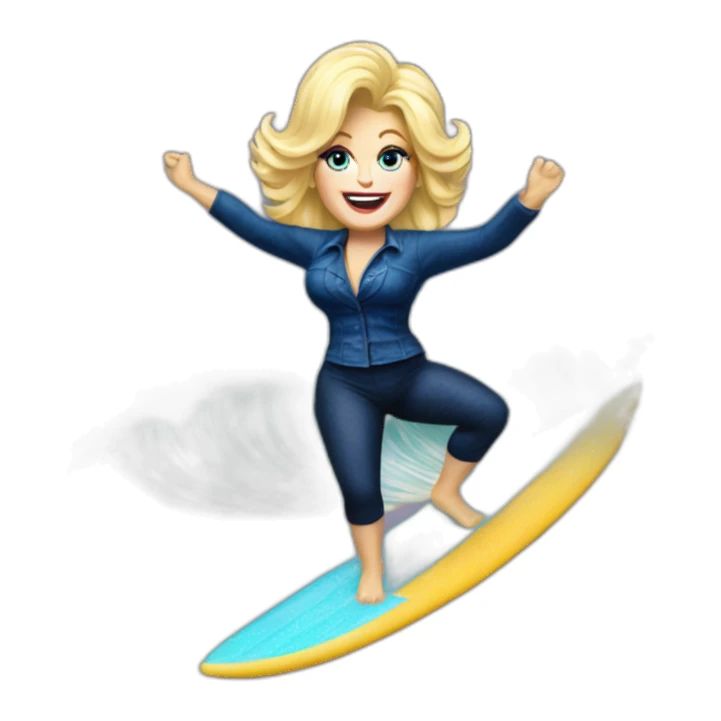 Impressionistic Dolly parton surfing sticker