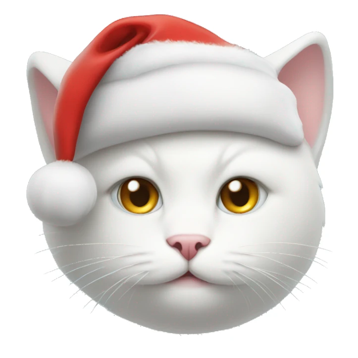 Round White cat face in Santa hat  sticker