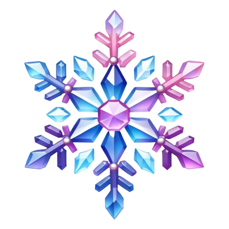 Gradient iridescent Pastel Pink violet blue white crystal gemstone snowflake  sticker