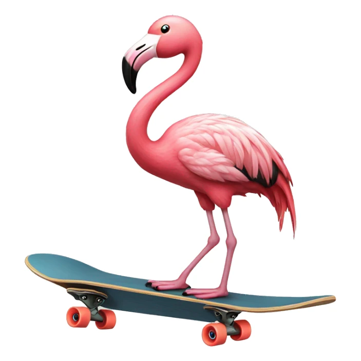 Flamingo on a skateboard sticker