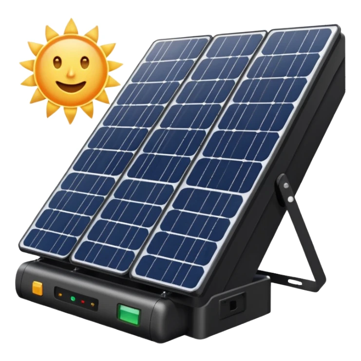Solar panel array with an inverter and battery Bank sticker