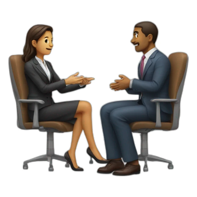 2 people talking job interview semi casual sticker