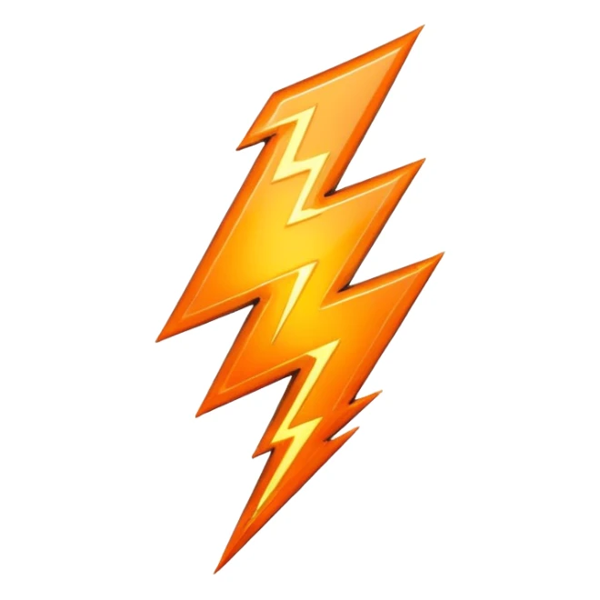chrome orange lightning bolt  sticker