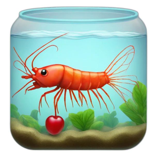 Shrimp red cherry in aquarium sticker