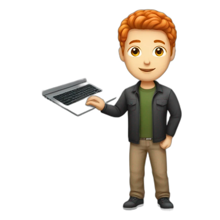 Programmer with a laptop Male red-haired light-skinned short-haired sticker
