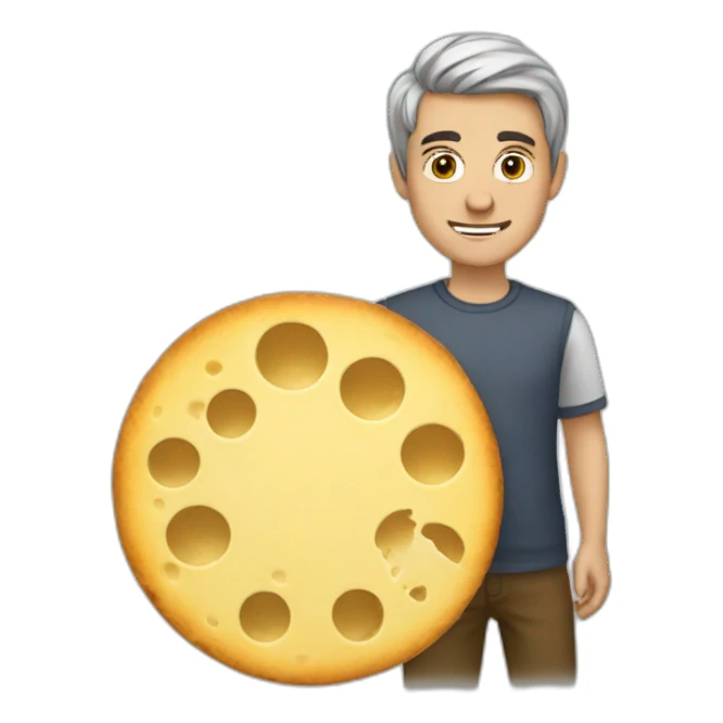 daniel with cheese wheel sticker