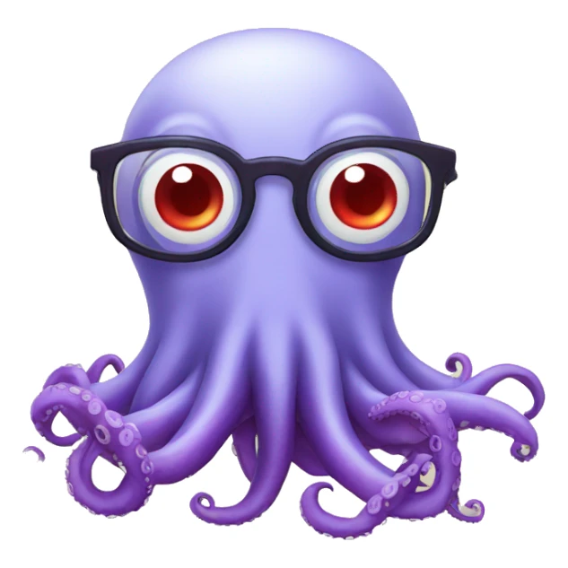 red cartoon octopus thinking with glasses sticker