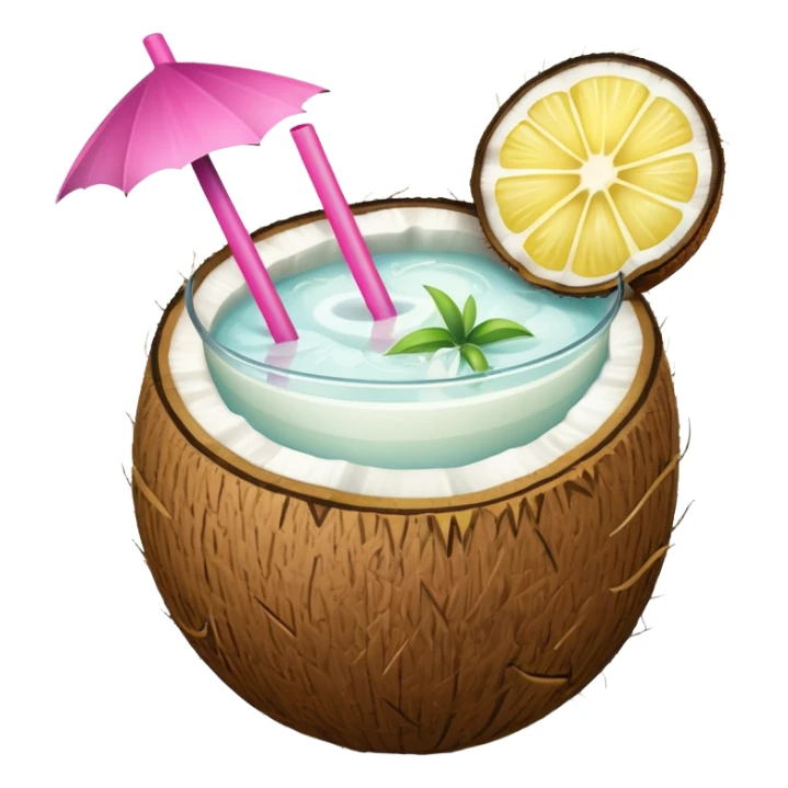 hawaii coconut drink with lemon sticker