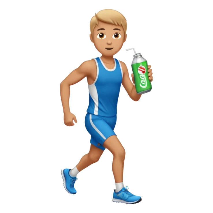 A male runner holding a can sticker