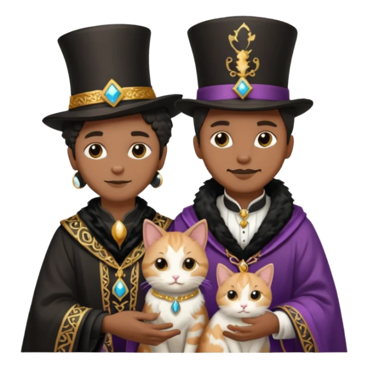 magician couple and their pet cat sticker