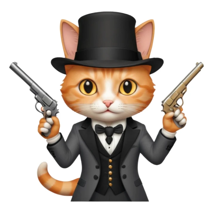 Magitian cat with pistol sticker