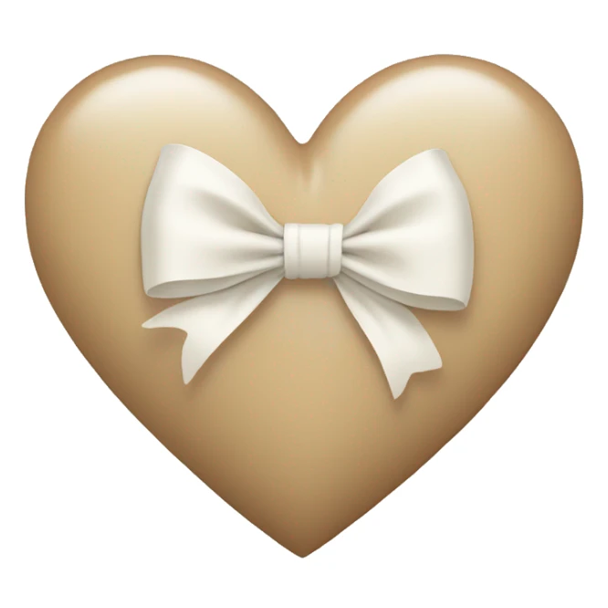 beige heart with white bow sticker