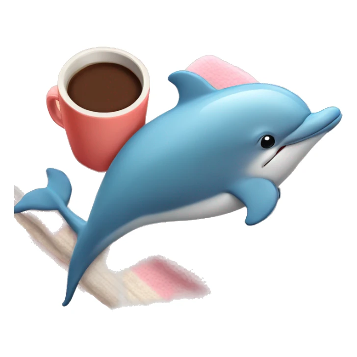 Dolphin with a cozy blanket with hot coco sticker