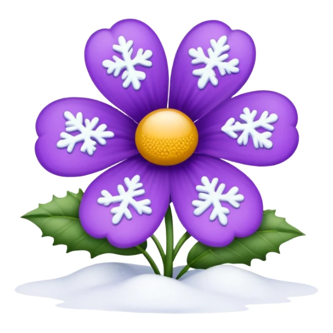 purple flower with snow sticker