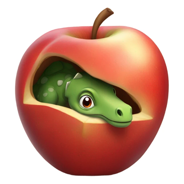 Dinosaur inside an apple sticker