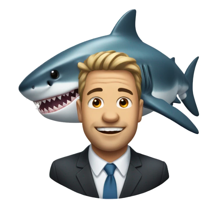 a shark with a man on it sticker