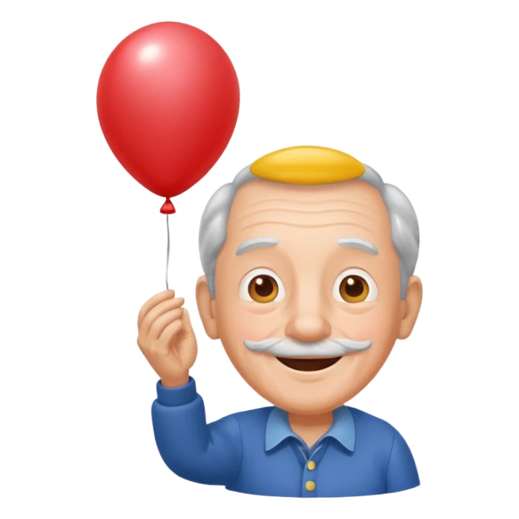 Grandpa floating with balloon sticker