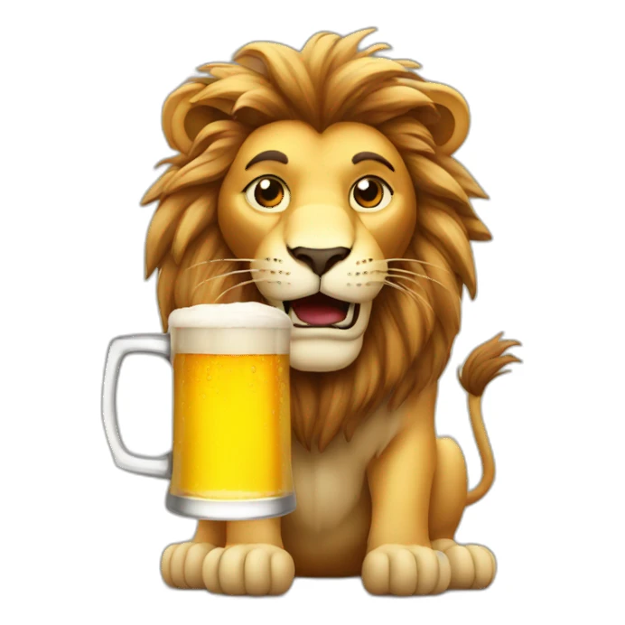 Lion with beer sticker