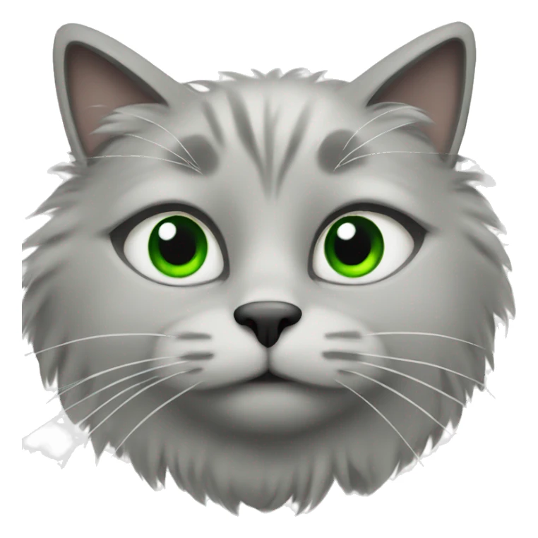 Fluffy gray cat with green eyes sticker