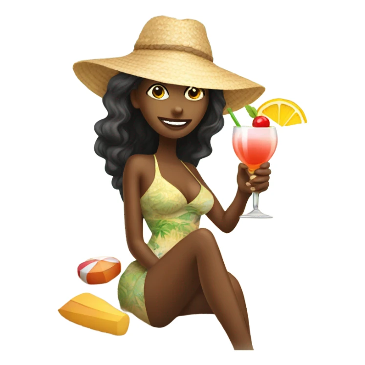 Lady sipping a drink on the beach sticker