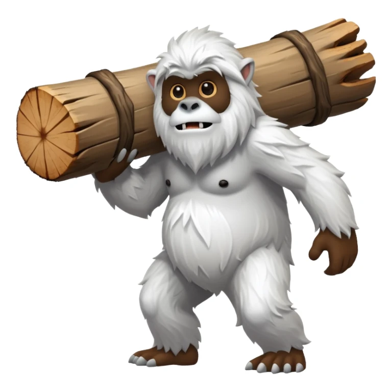 yeti, carrying a big wood sticker