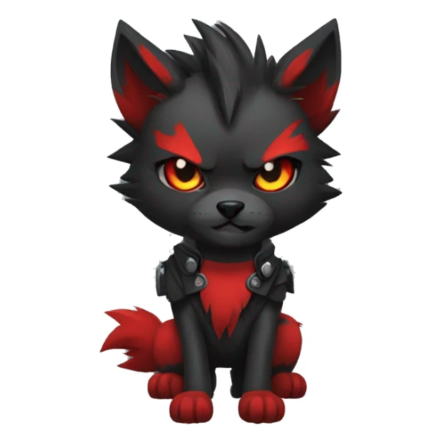 Cool black red punk wolf-cat-Fakemon sticker